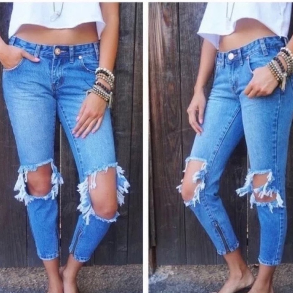 One Teaspoon x Free Bird Pacific Destroyed Denim Jeans